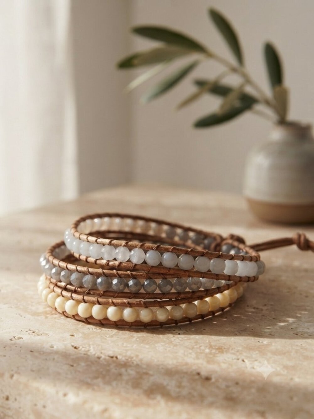 Boho Layered Beaded Bracelet Stack Multicolor Button Closure One Size